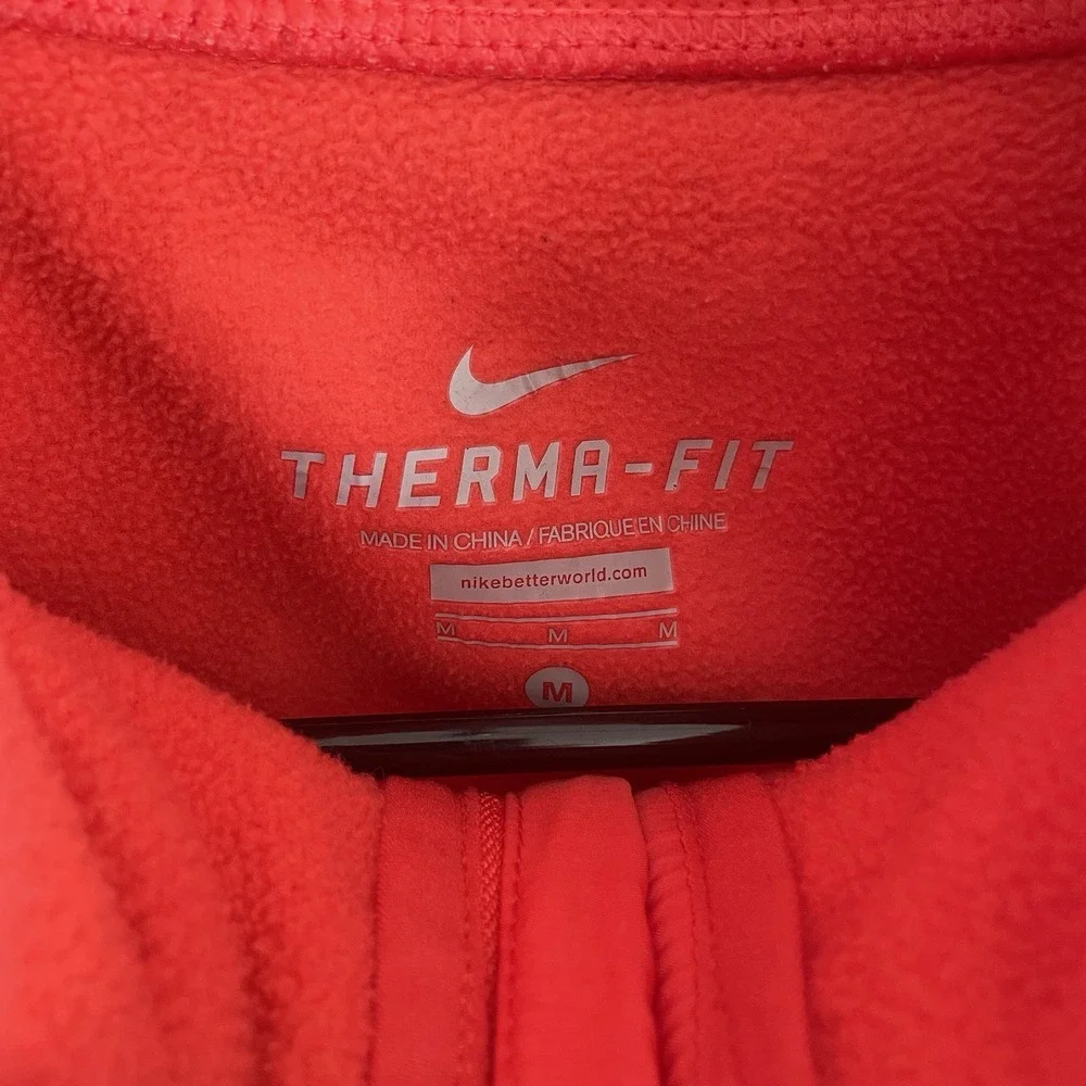 Nike Therma‎ Fit Hybrid Jacket Womens M Red Orange Fleece Puffer